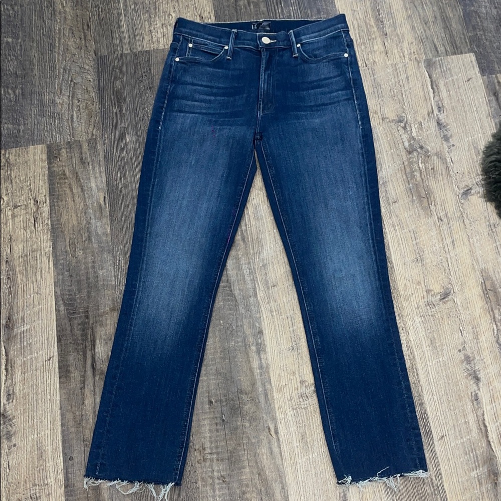 MOTHER Dark Blue Straight Leg Jeans